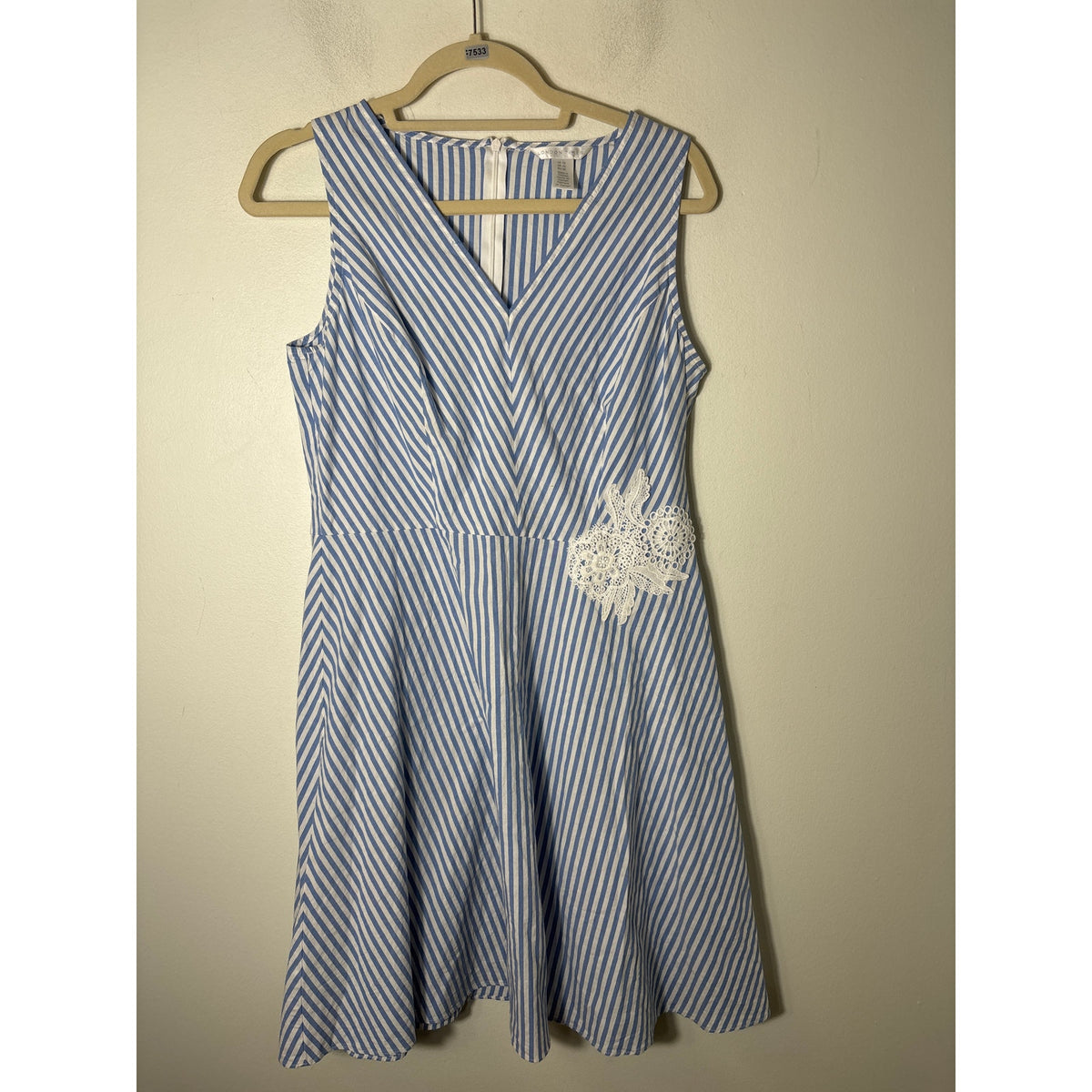 London Times Blue White Stripe Sleeveless A-Line Knee Length Dress Sz 10