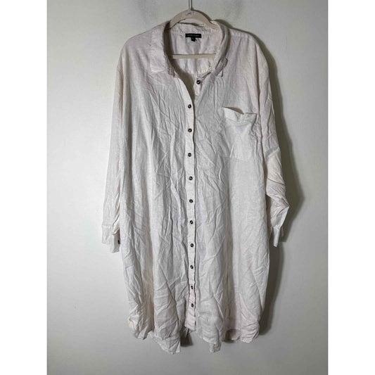 Universal Standard Off White Long Sleeve Button Up Short Dress Sz XL