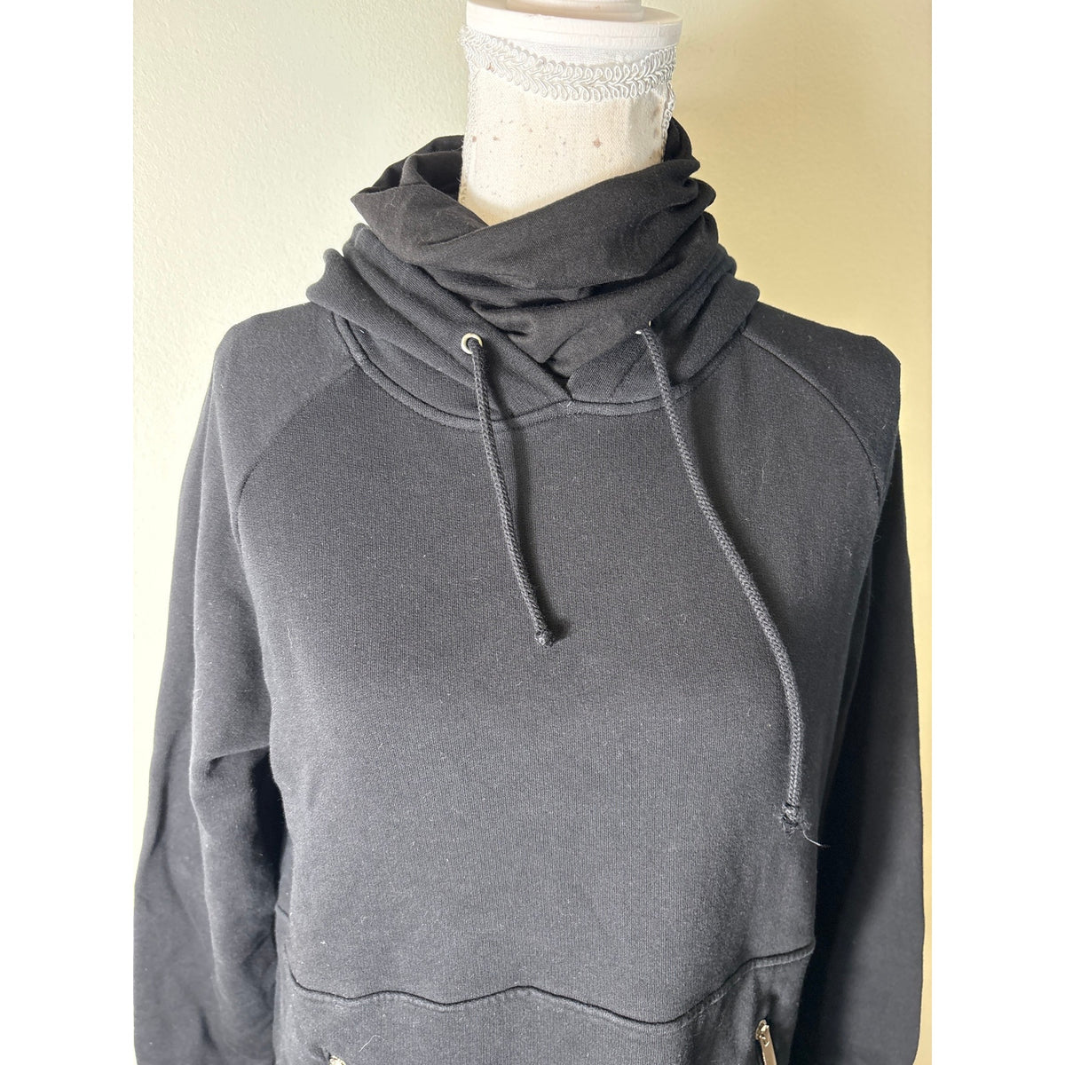 Marcella Black Hooded Long Sleeve Sweatshirt Maxi Dress Sz M