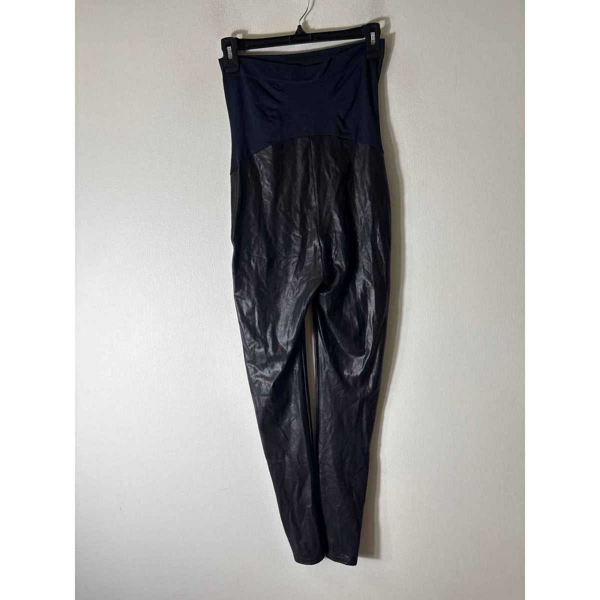 Spanx Maternity Black Pleather Leggings Sz L