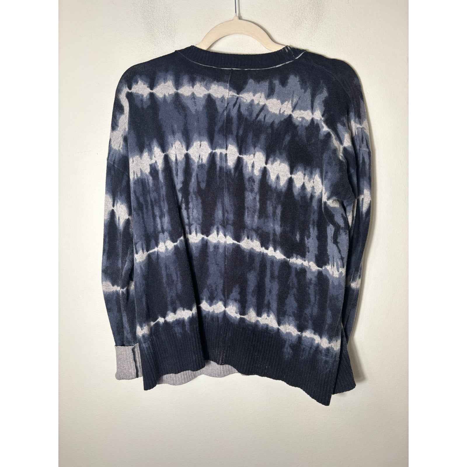 Elliot Lauren Navy Gray Tie Dye Long Sleeve Shirt Sz S