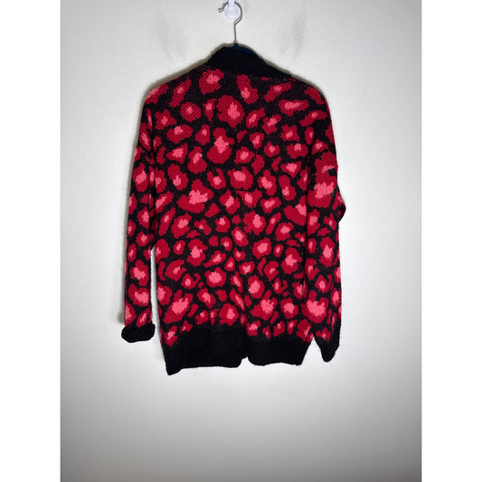 Top Shop Black and Red/Pink Cardigan Sweater Sz 8