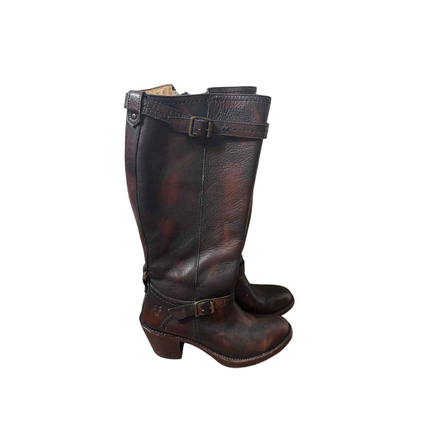 Frye Brown Buckle Leather Boots Sz 8