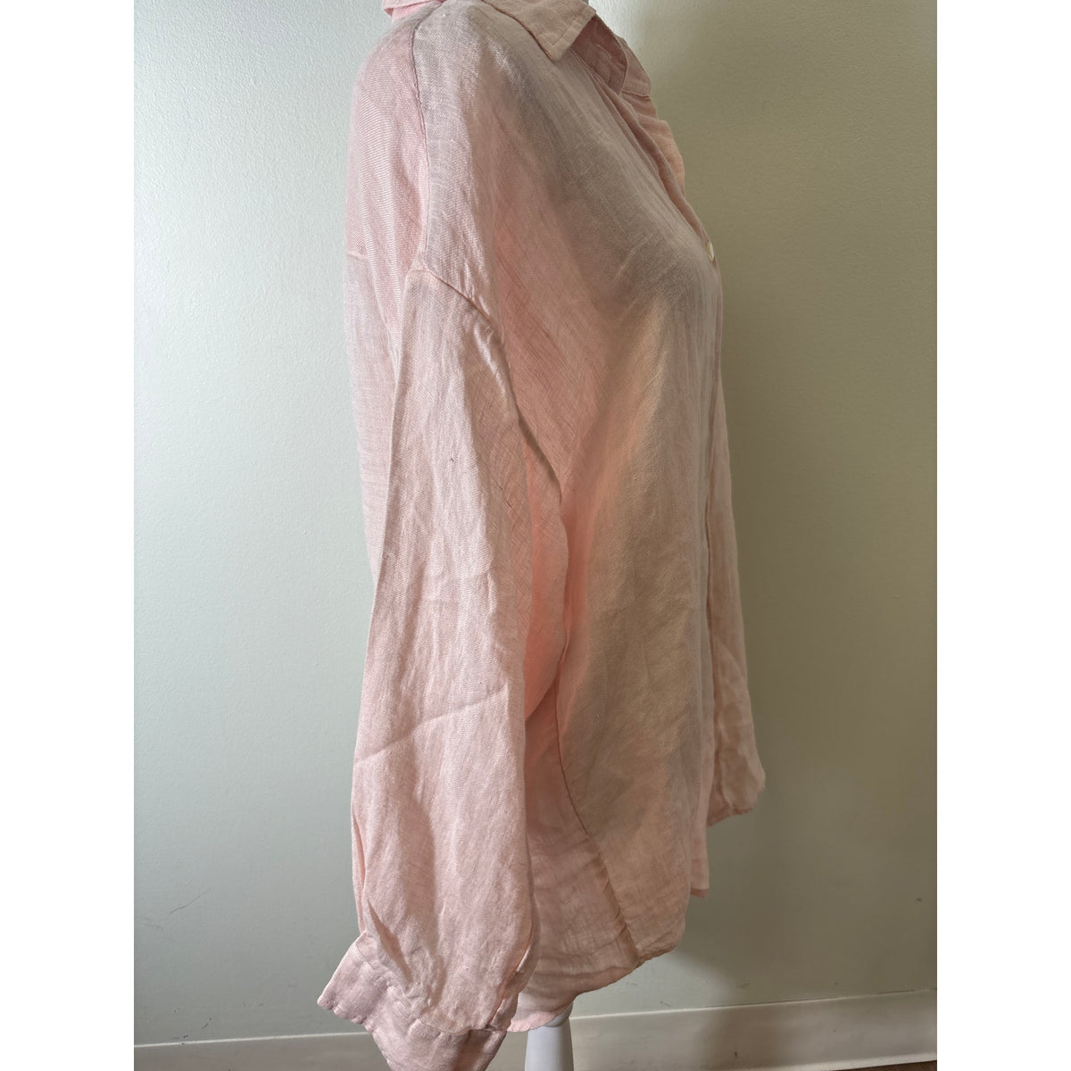 Vitamin A Pink Long Sleeve Gauzy Linen Button Up Shirt Sz S