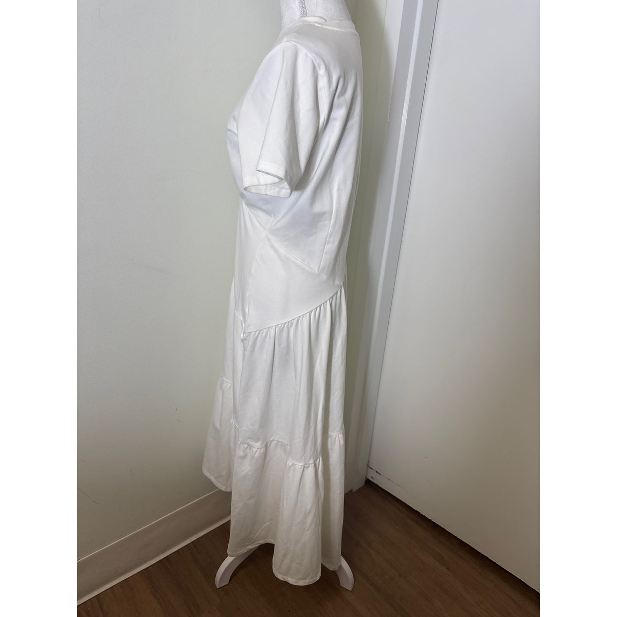Robert Rodriguez White Short Sleeve Tiered Maxi Dress Sz M