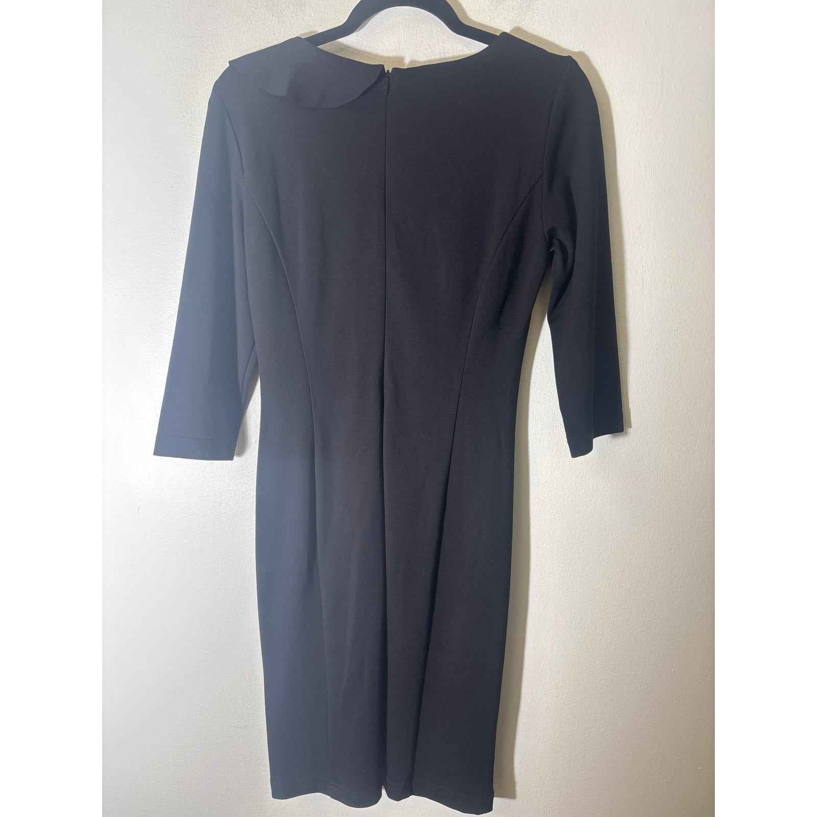 Renuar Black Front Ruffle Fitted Dress Sz 4