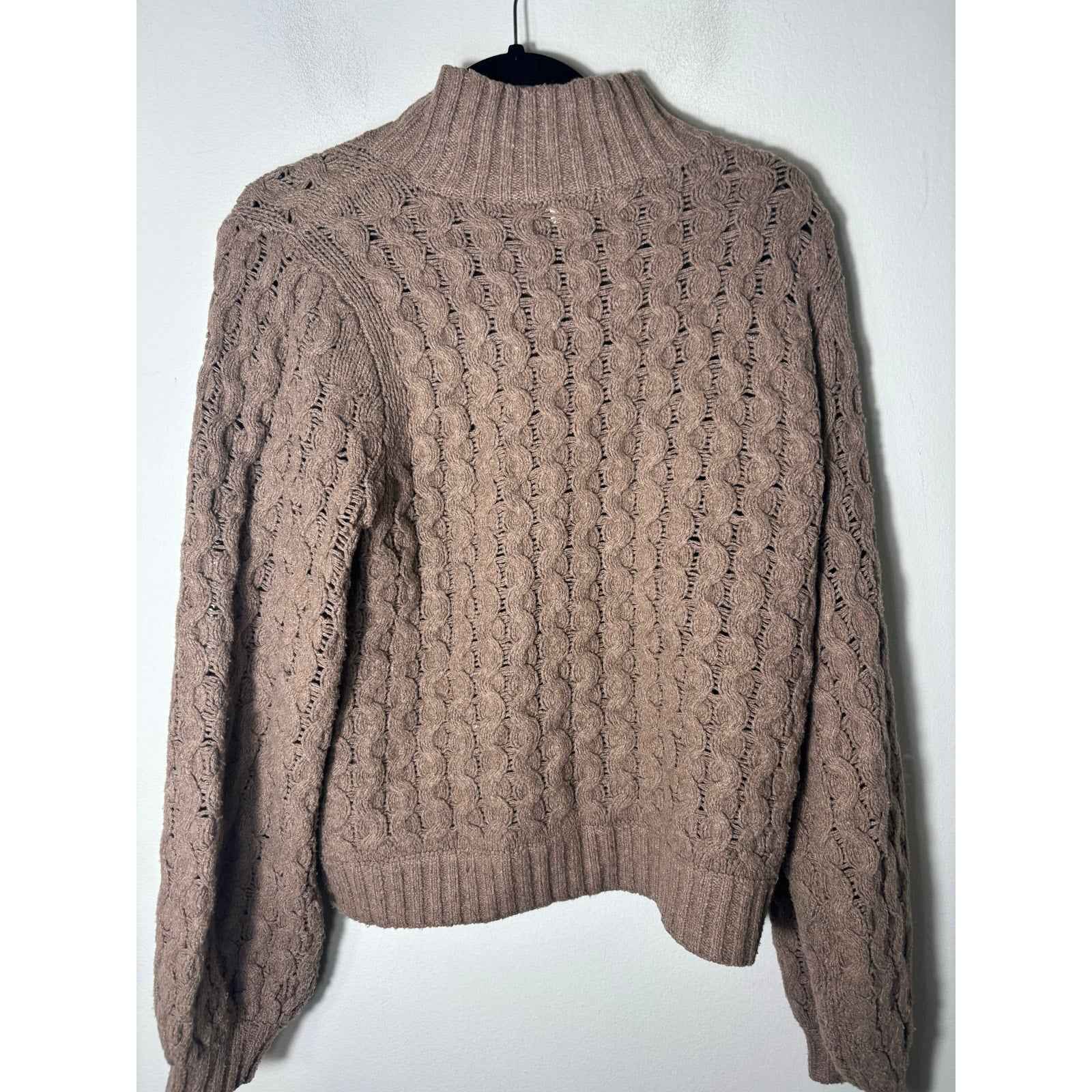 Gentle Fawn Brown Mock Neck Long Sleeve Knit Sweater Sz S