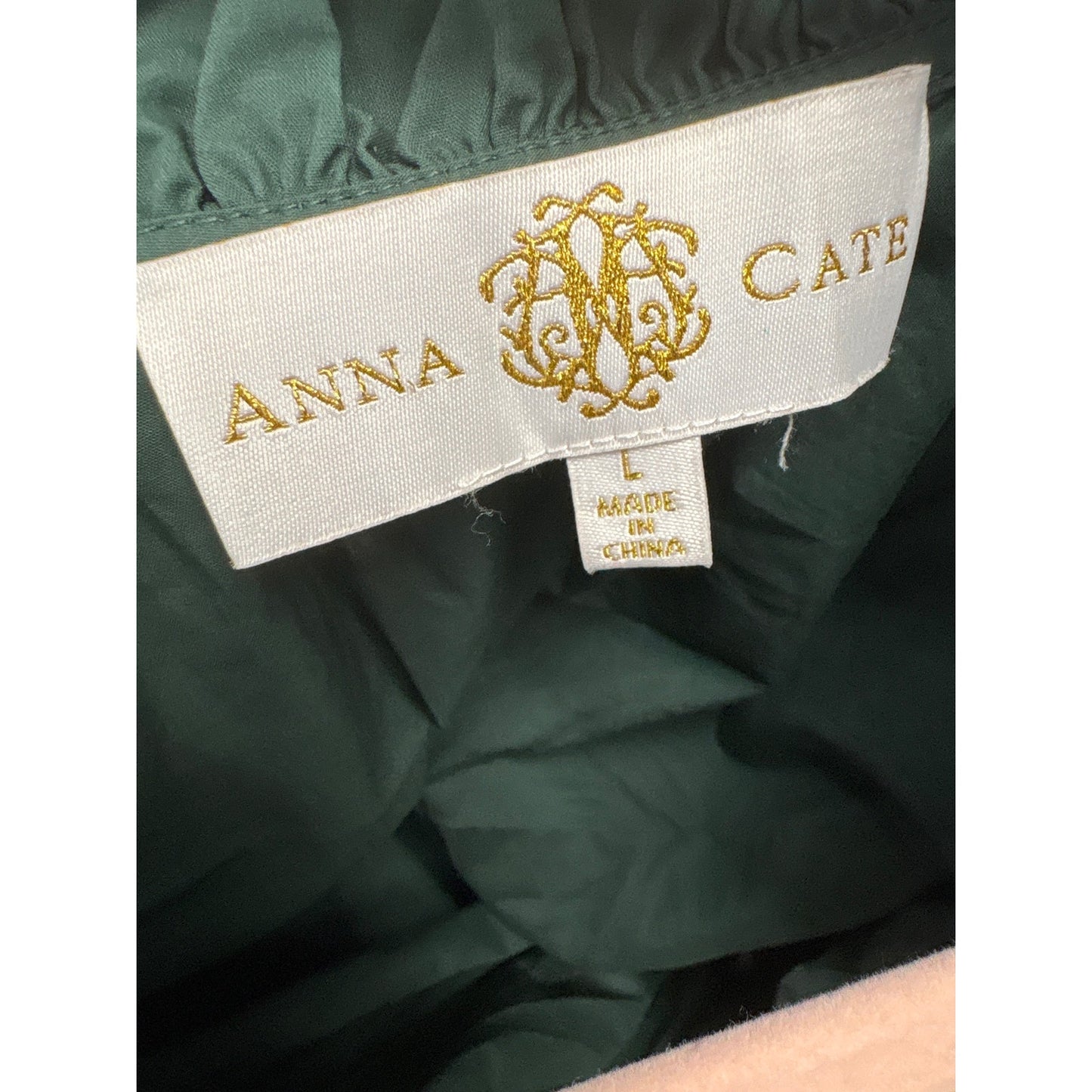 Anna Cate Forest Green Long Sleeve Cotton Maxi Dress Sz L