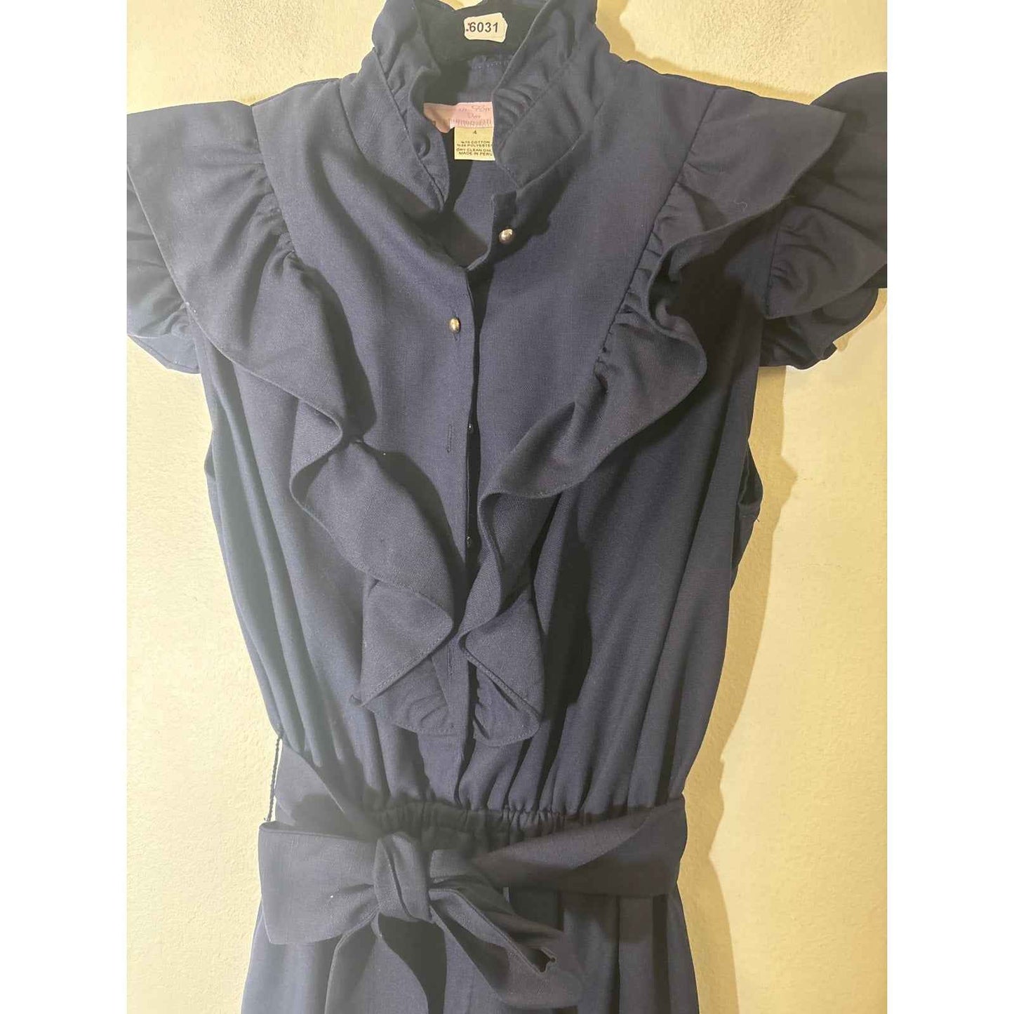 Vanessa Barrantes Navy Flutter Sleeve Knee Length Dress Sz 4