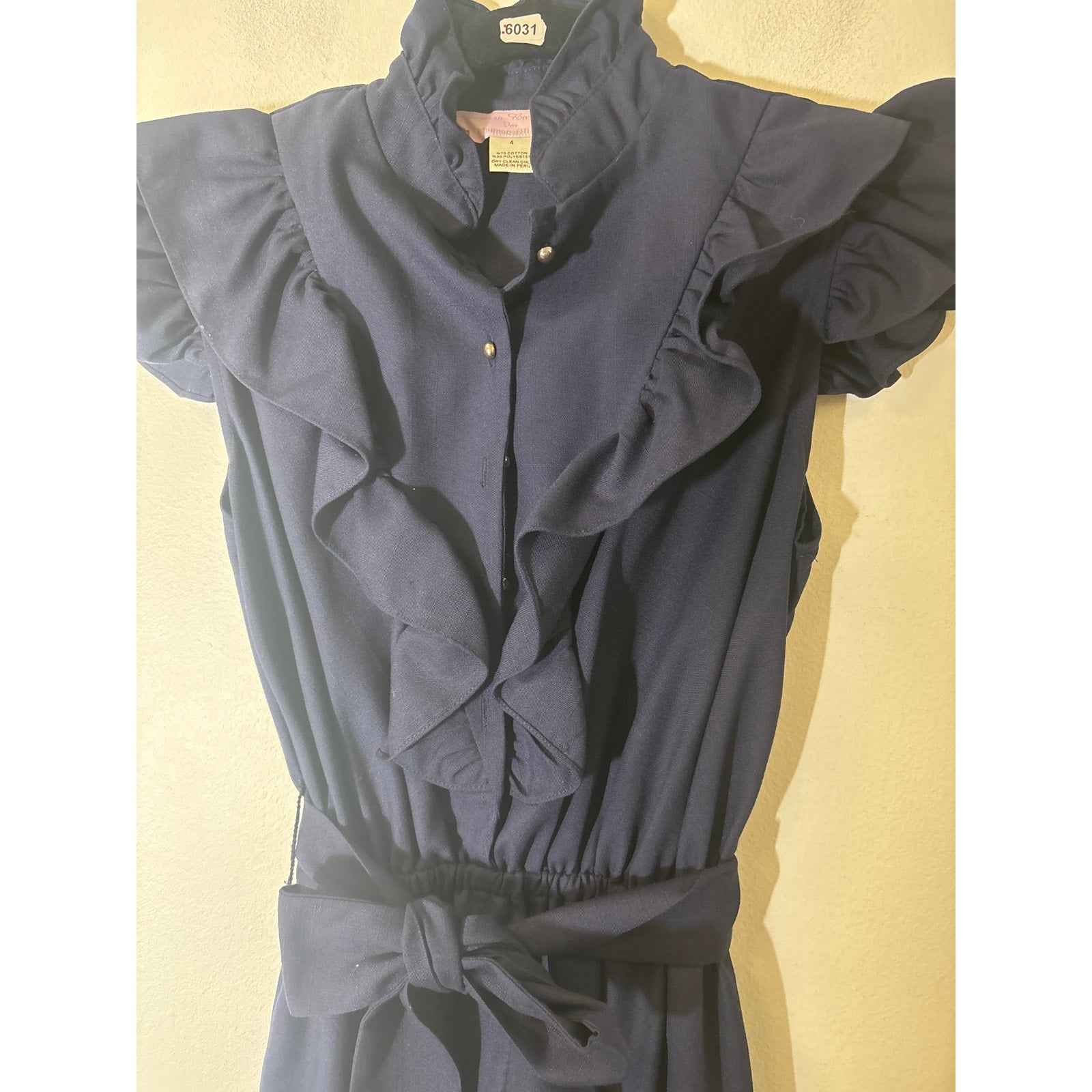 Vanessa Barrantes Navy Flutter Sleeve Knee Length Dress Sz 4