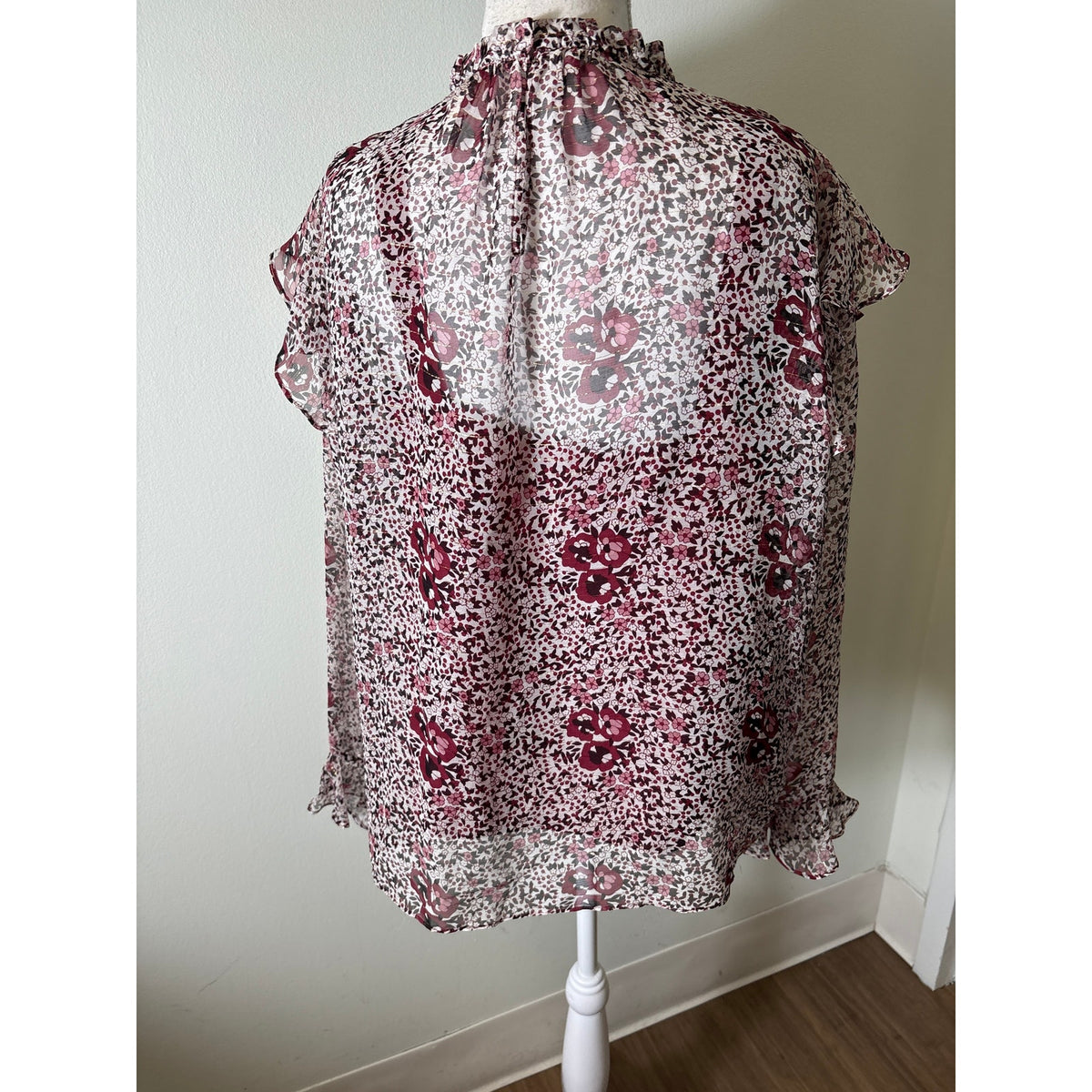 Shoshanna Merlot Floral Blouse Sz M