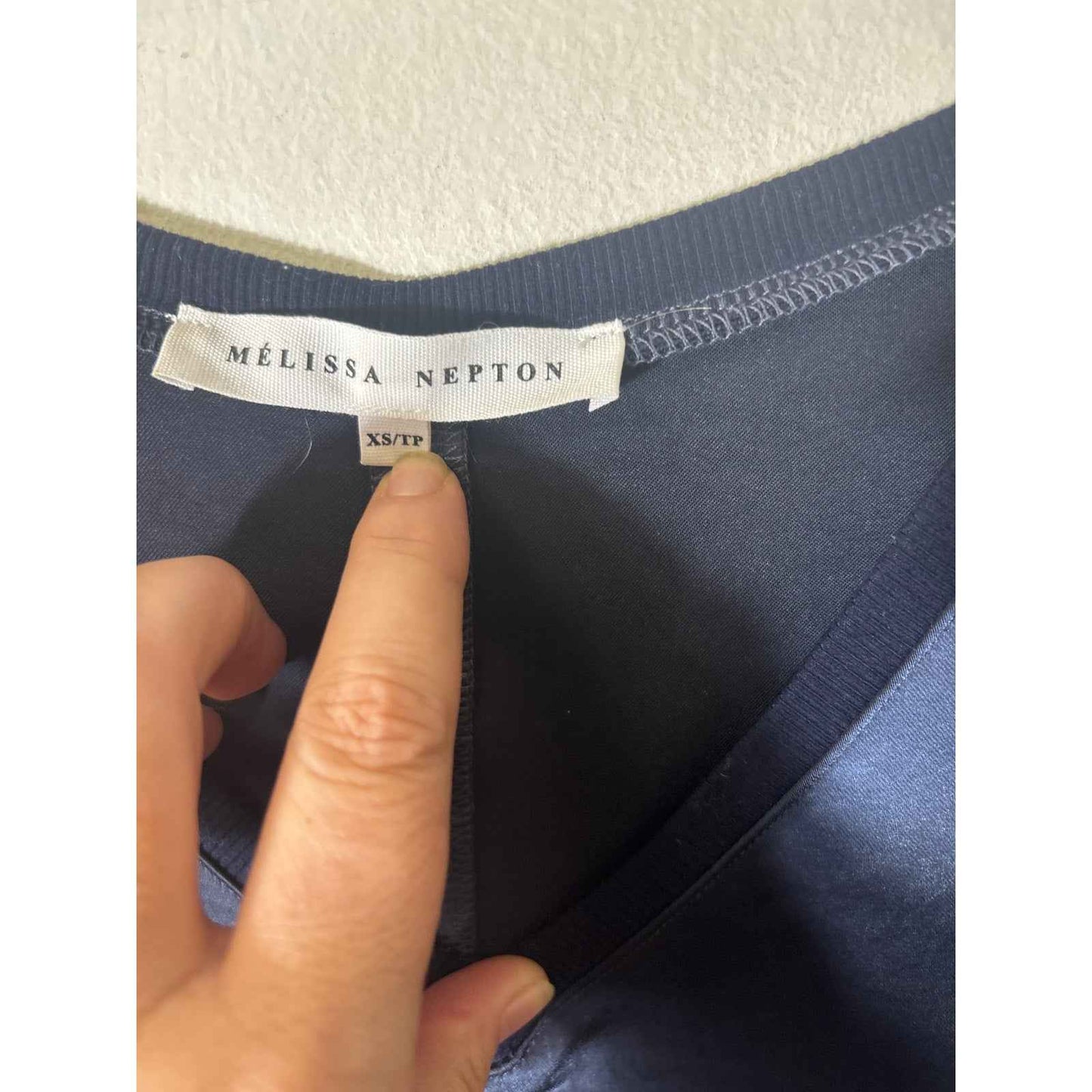 Melissa Nepton Black Long Sleeve Mixed Media Shirt Sz XS