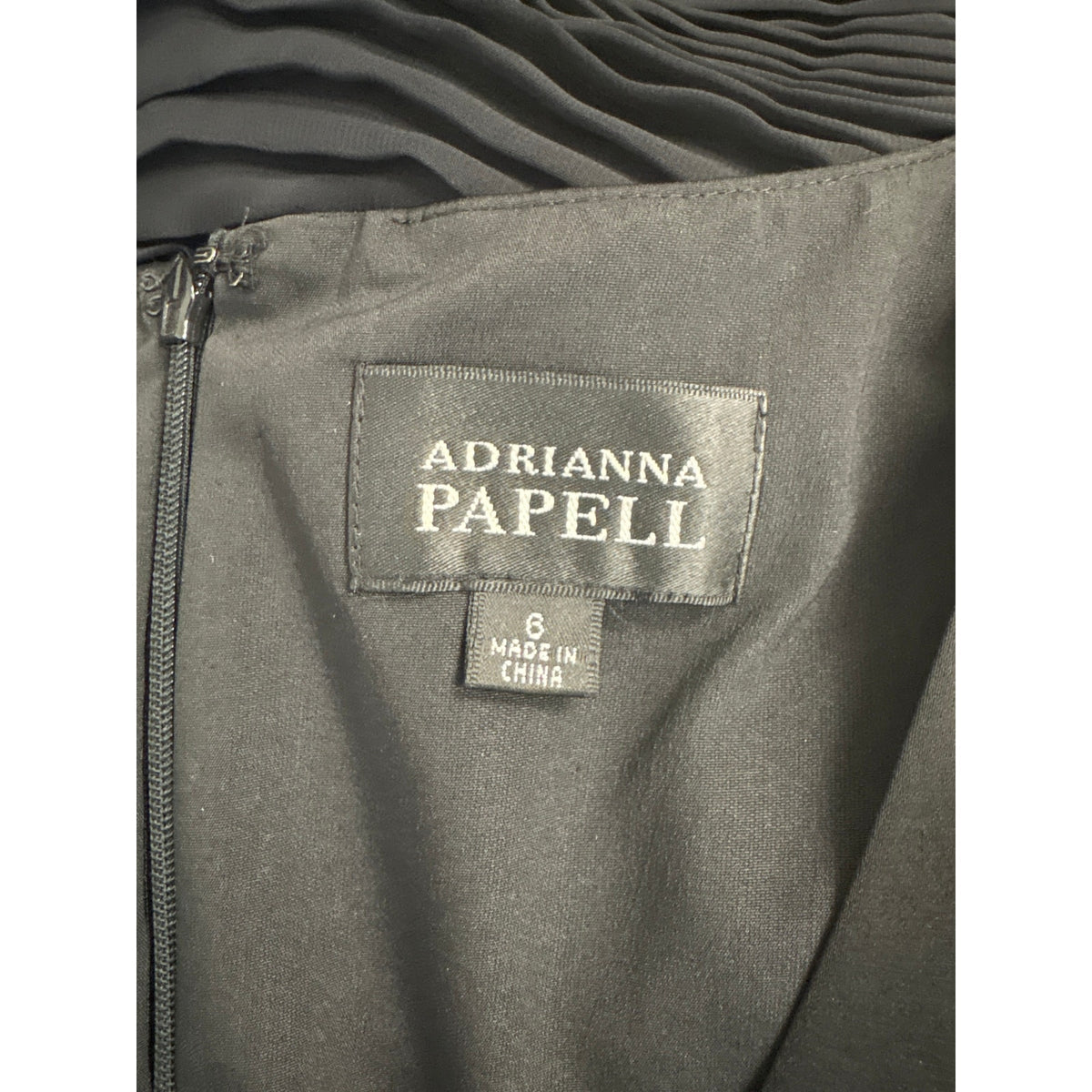 Adrianna Papell Black Bodycon Mini Pleated Cocktail Dress Sz 6