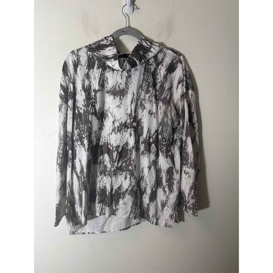Kozan Gray and White Stank Up Neck Shirt Sz L