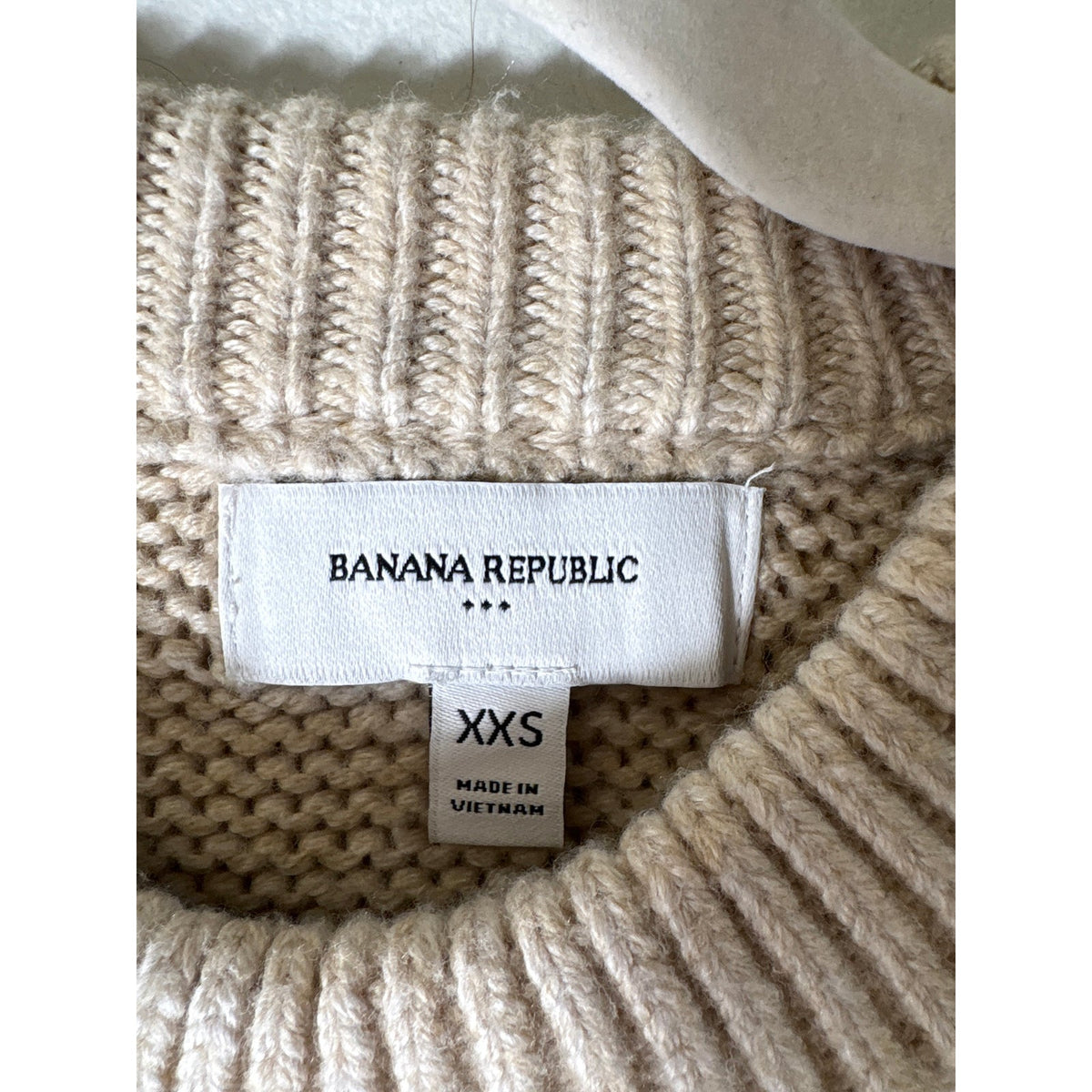 Banana Republic Light Khaki Thick Knit Crew Neck Pullover Sweater Sz XXS