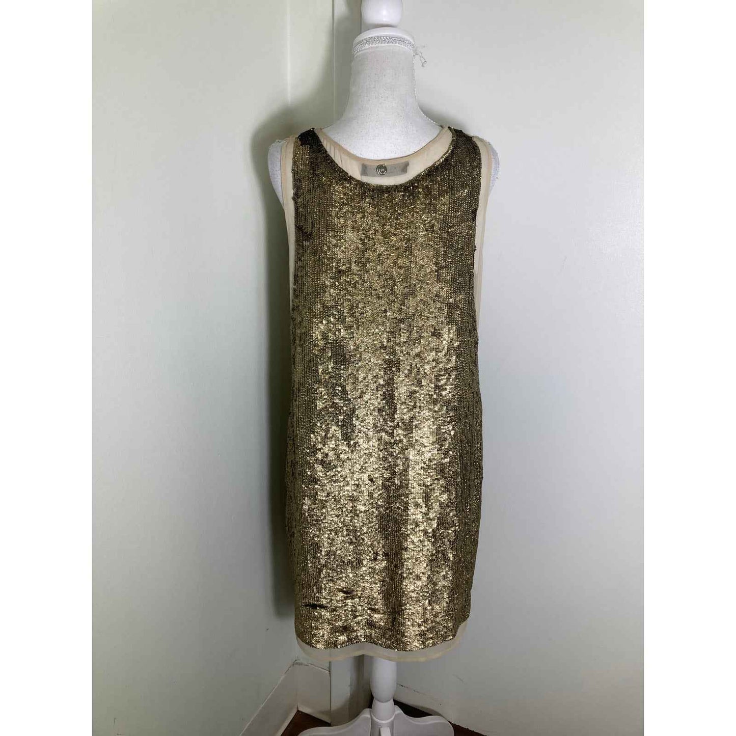 Twin Set Gold Sequin Cocktail Dress Sz L