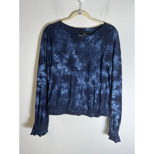 Sanctuary Long SLeeve Blue Tie Dye Tee Sz M
