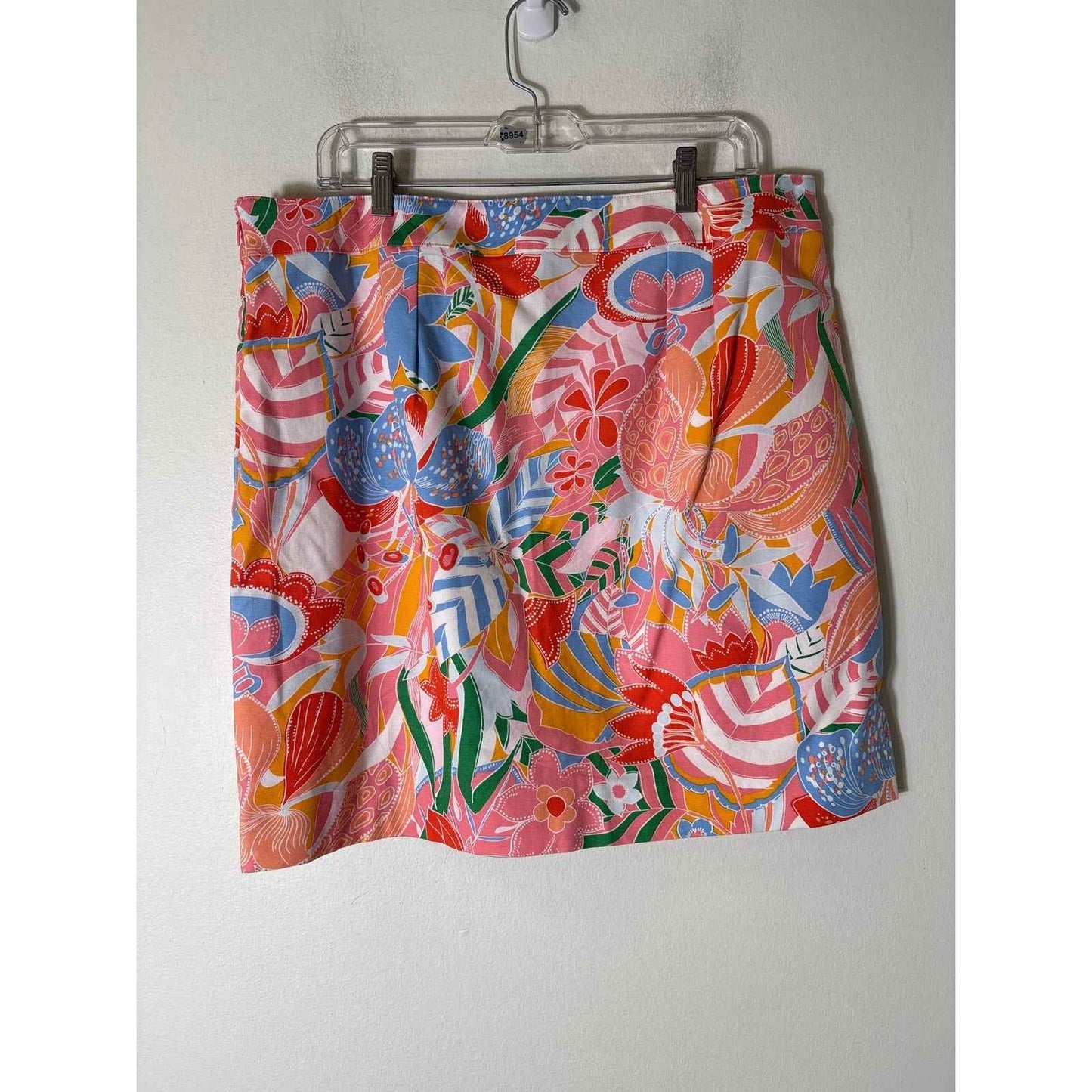 Talbots Pastel Leaf Print Cotton Mini Skirt Sz 14