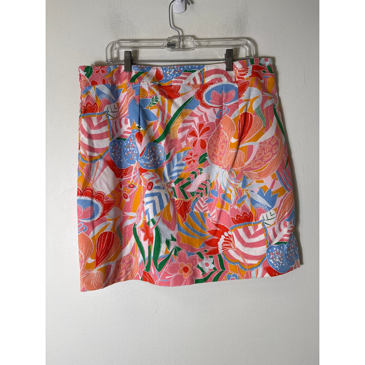 Talbots Pastel Leaf Print Cotton Mini Skirt Sz 14