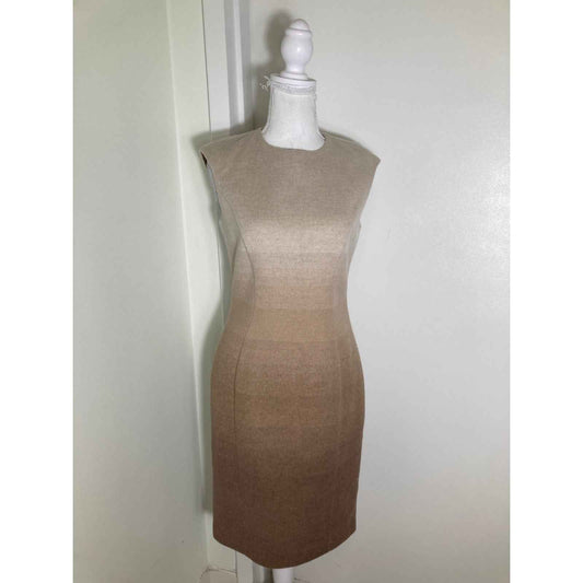 Brooks Brothers Cream Tan Hombre Midi Sheath Dress Sz 2