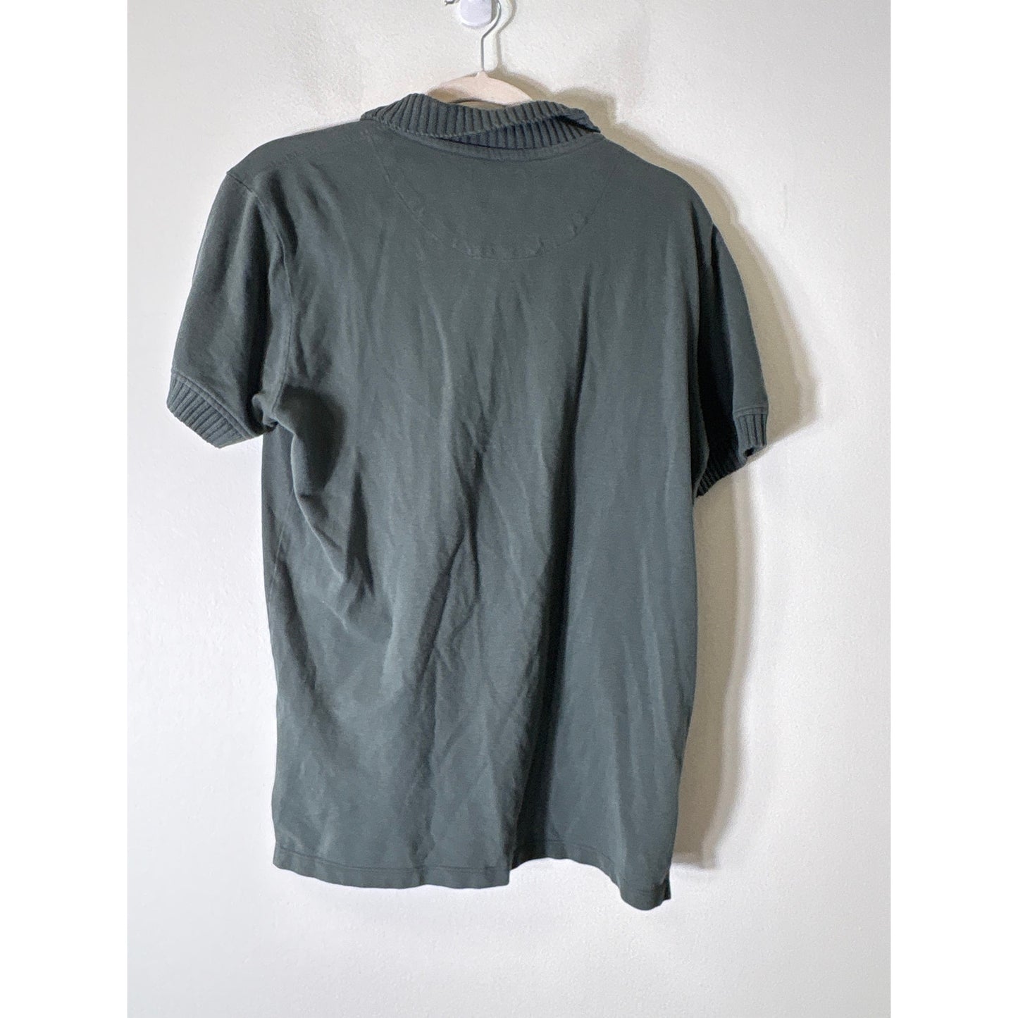 Mens Zara Green Sweater Collar Polo shirt Sz M