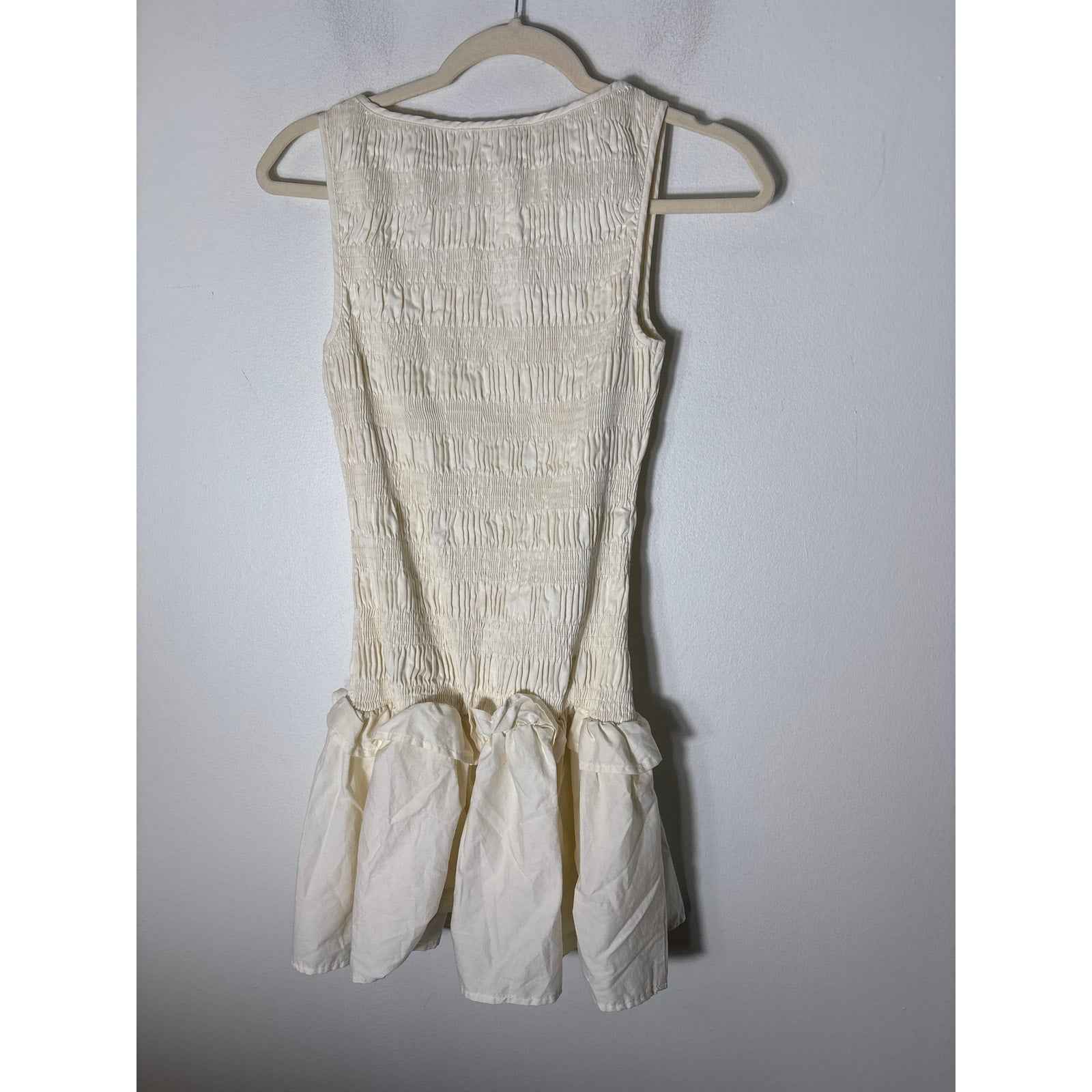 Peppermayo Off White Smocked Sleeveless Mini Dress Sz 4