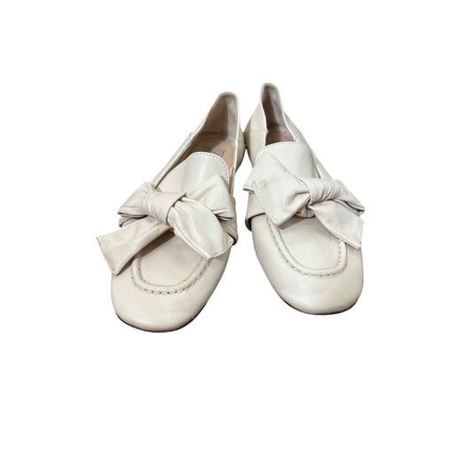 AGL Light Off White Leather "Cindy Ribbon" Flat Sz 39