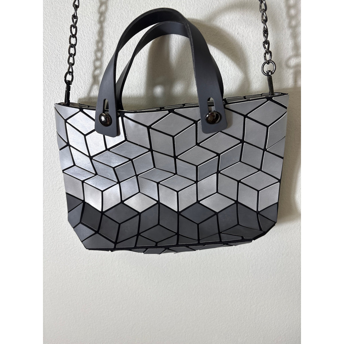 Patrizia Luca Geometric Silver Matte Purse 11"x8"