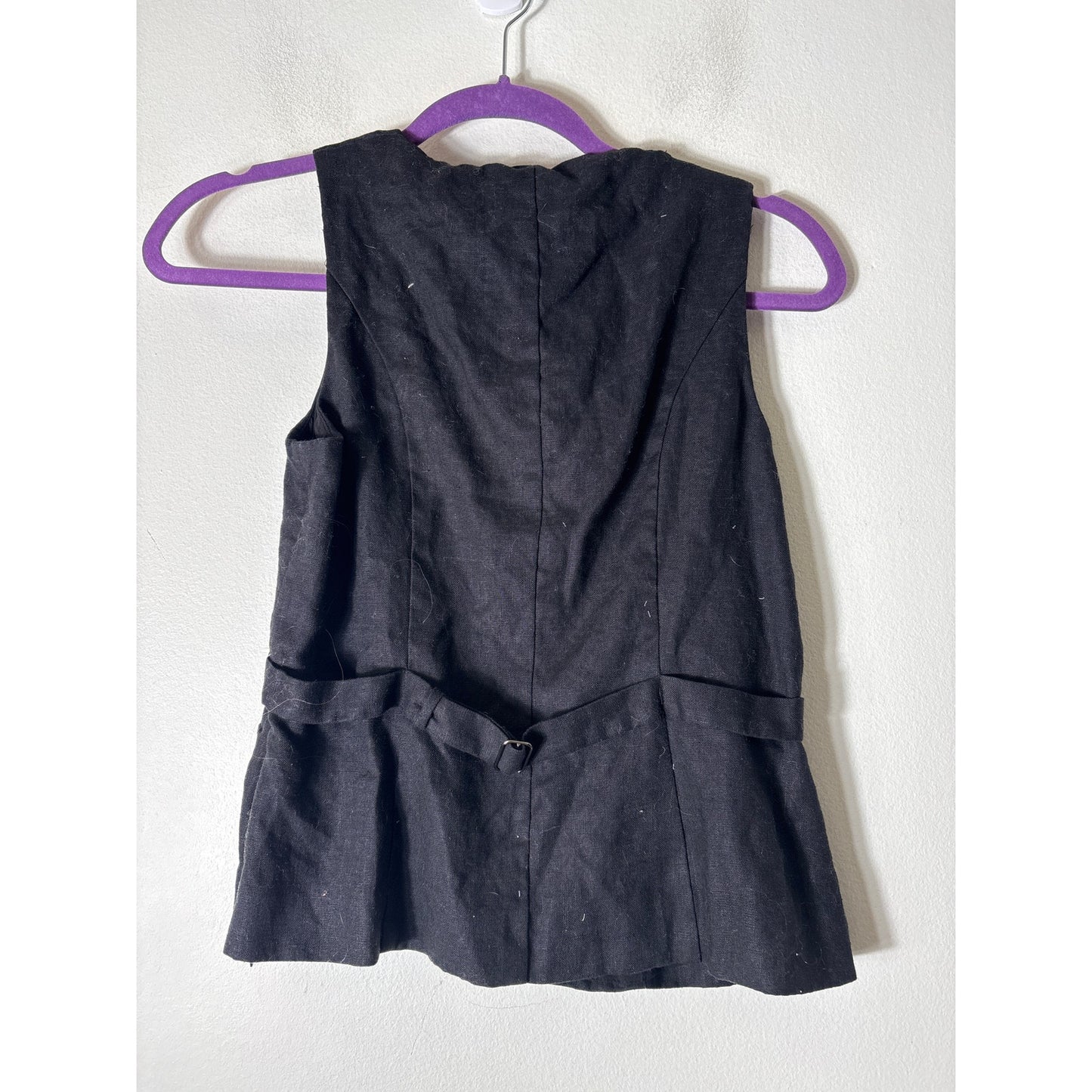Reformation Black Linen Sleeveless Button Up Vest Sz 6
