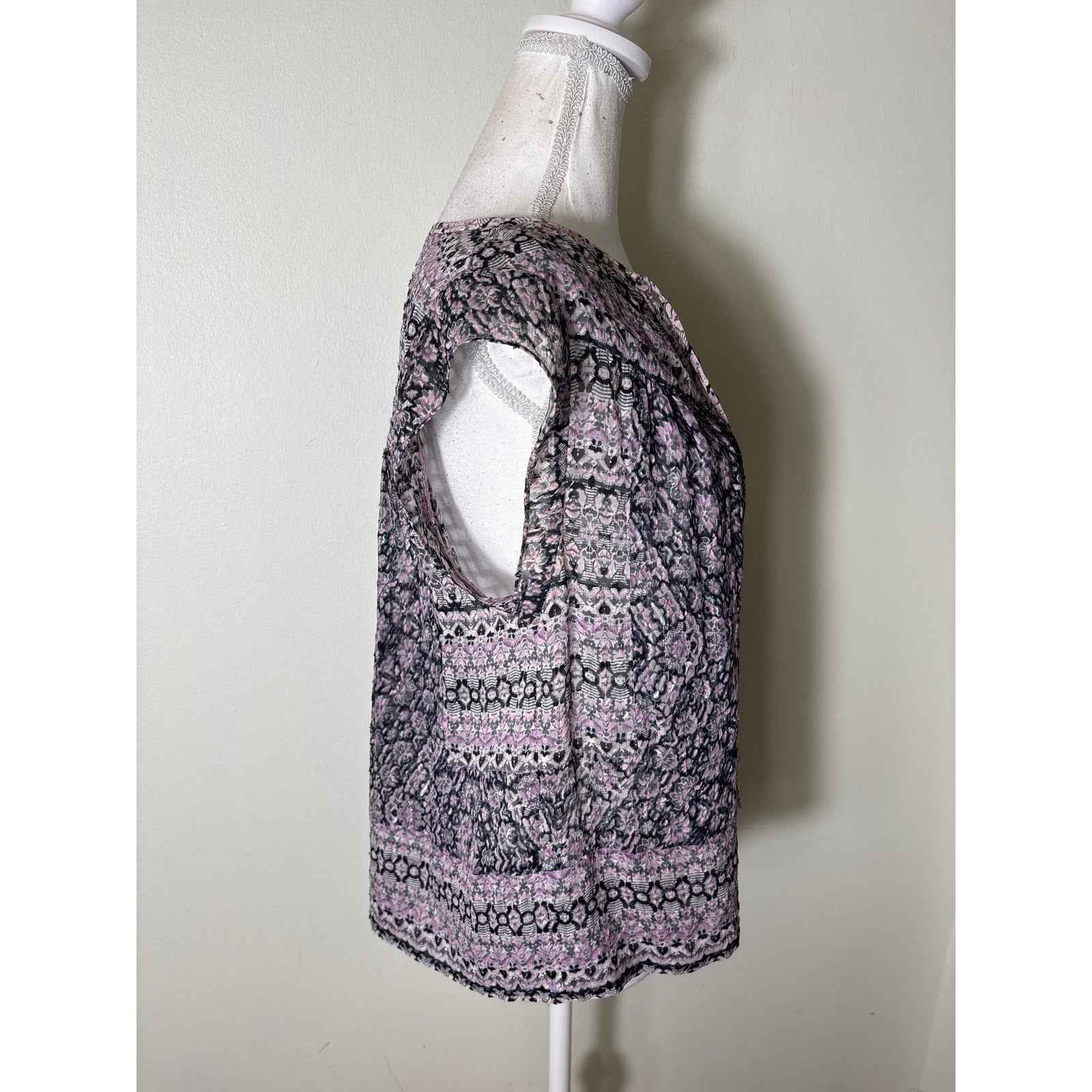 Rebecca Taylor Lavender Cap Sleeve V-Neck Top Sz 2