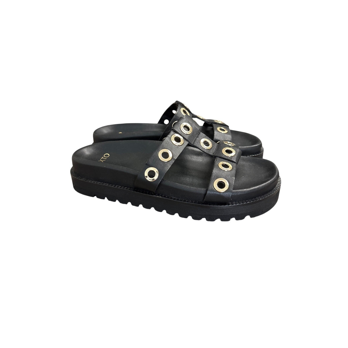 Texto Black Gold Ring Sandals Sz (Fits like) 8