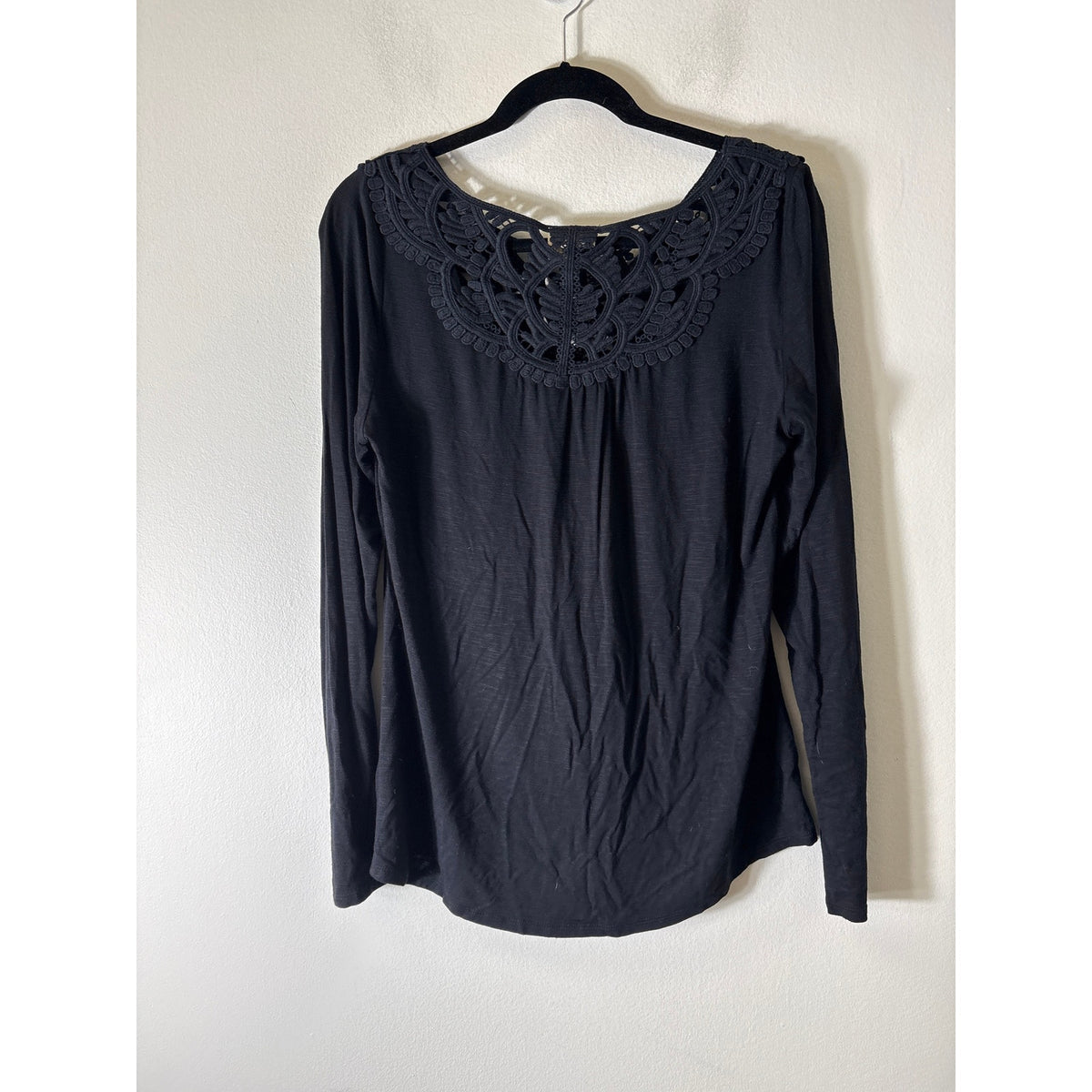 Meadow Rue Black Long Sleeve Tunic Style Top Sz M