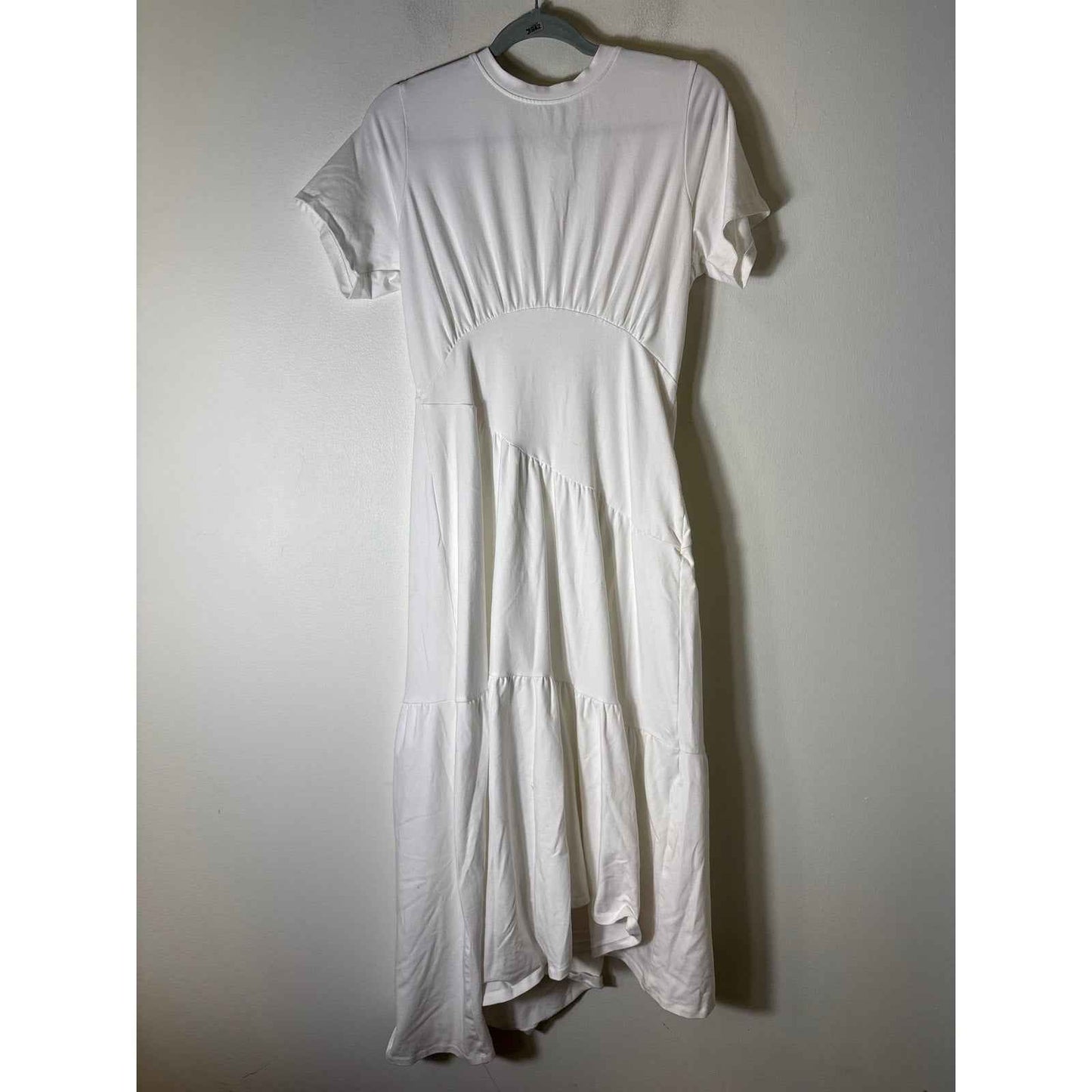 Robert Rodriquez Ivory White Short Sleeve Tiered Maxi Dress Sz M
