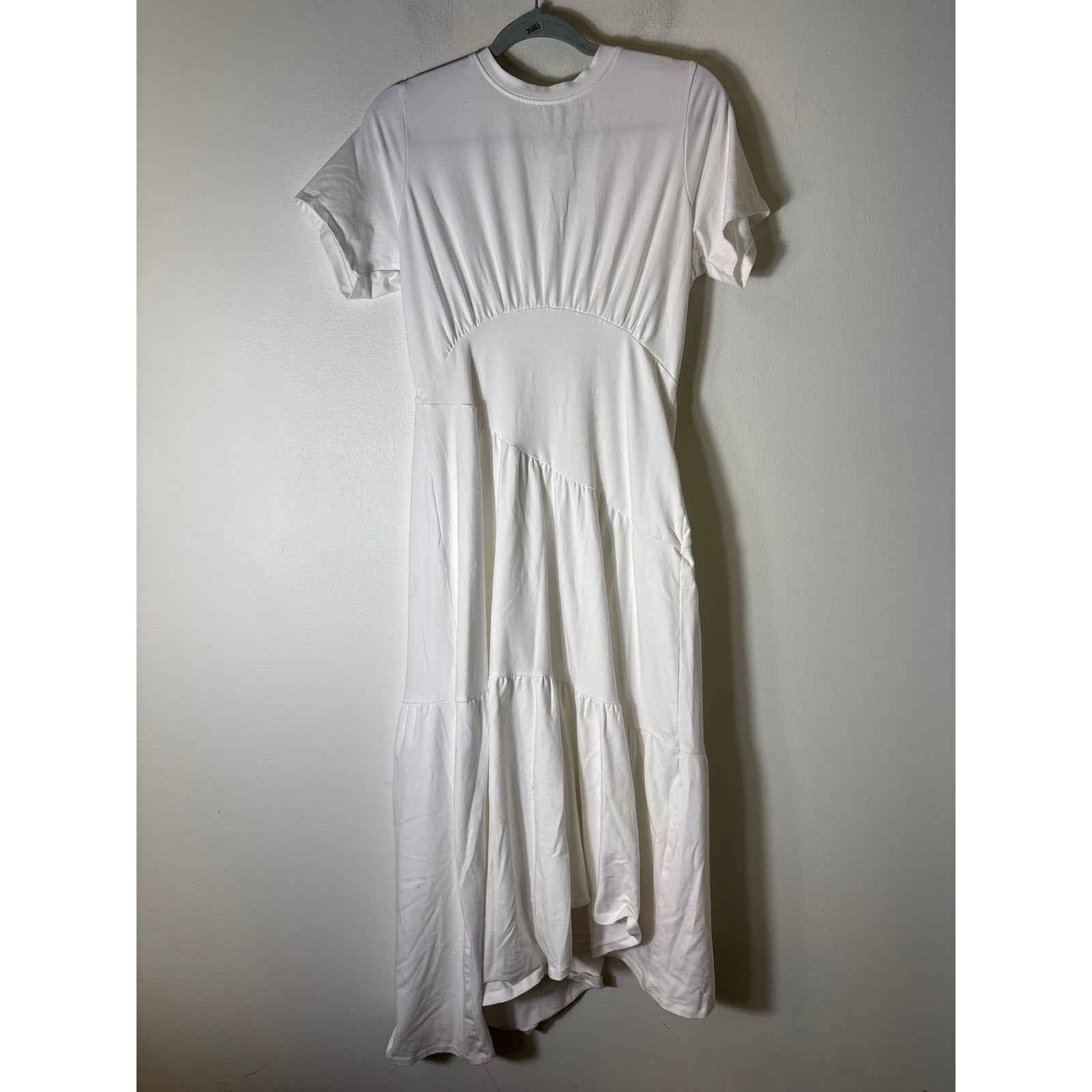 Robert Rodriquez Ivory White Short Sleeve Tiered Maxi Dress Sz M