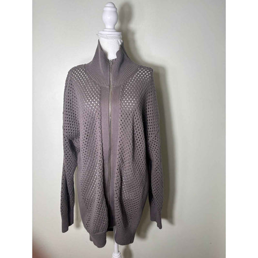 Varley Brown Front Zip Cardigan Sz S