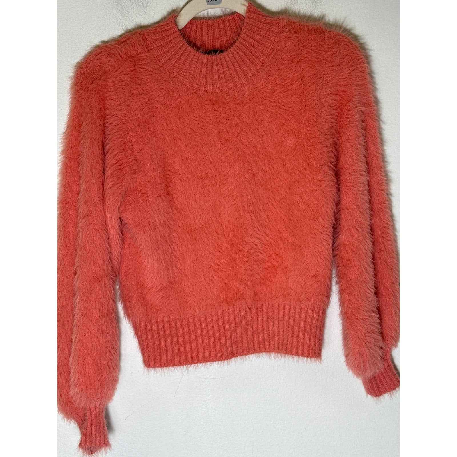 Mink Pink Orangish Long Sleeve Furry Sweater Sz XS