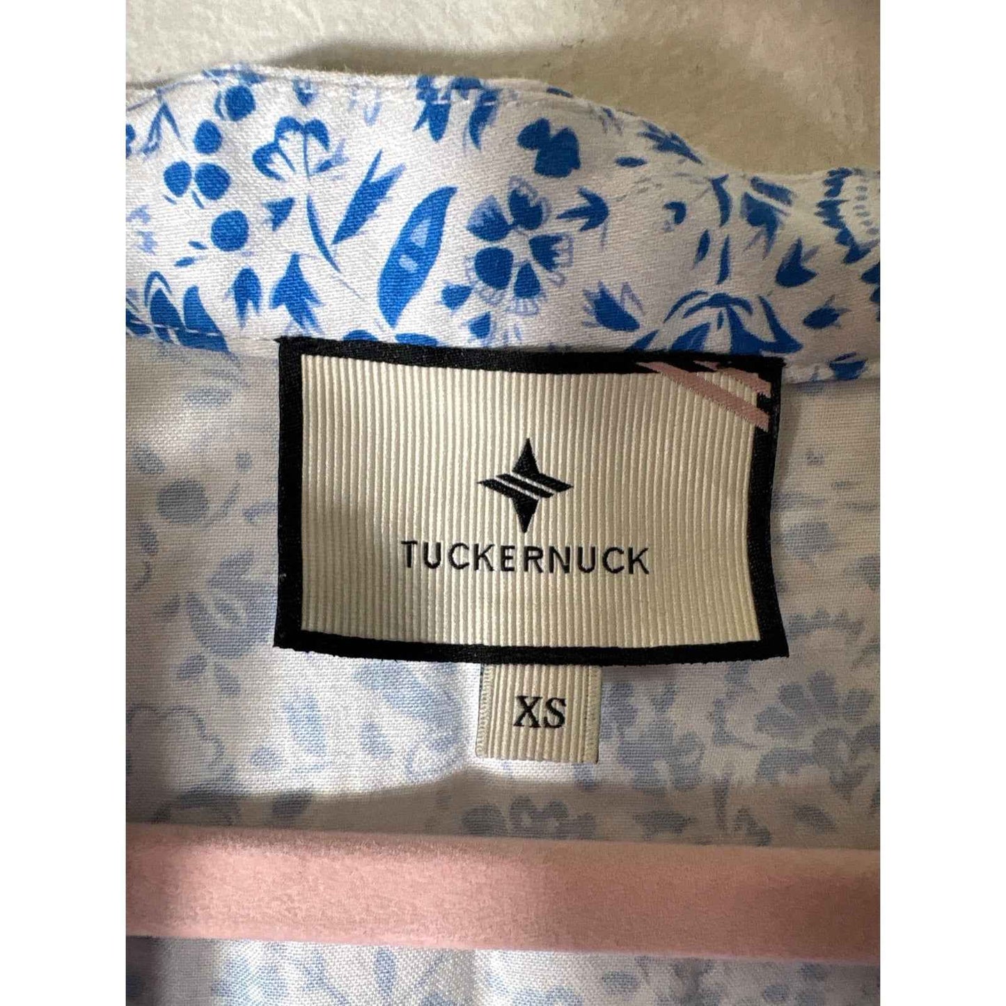 Tuckernuck Blue Floral 3/4 Sleeve Button Up Cotton Knee Length Dress Sz XS