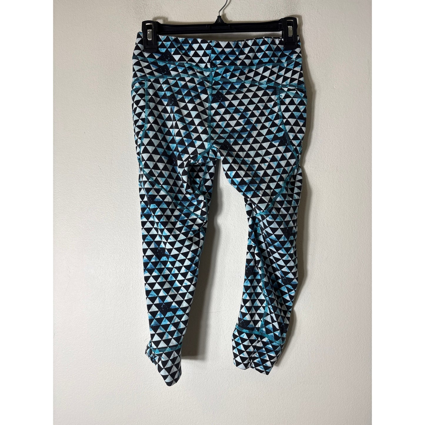 Tasc Blue Black Athletic Mid Calf Leggings Sz M