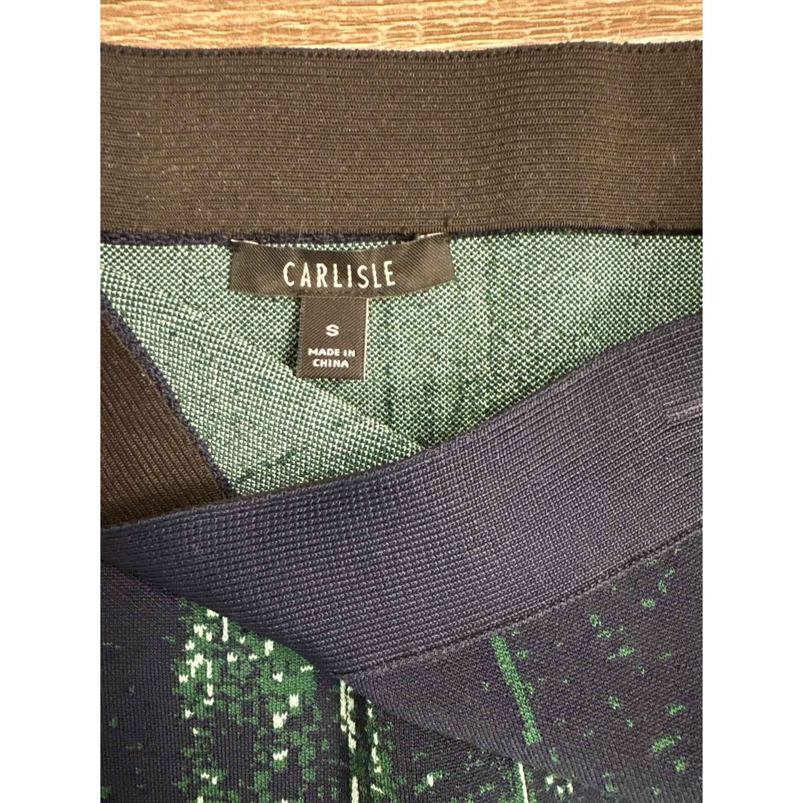 Carlisle Navy,Green&Mint Print Knit Pencil SKirt Sz S