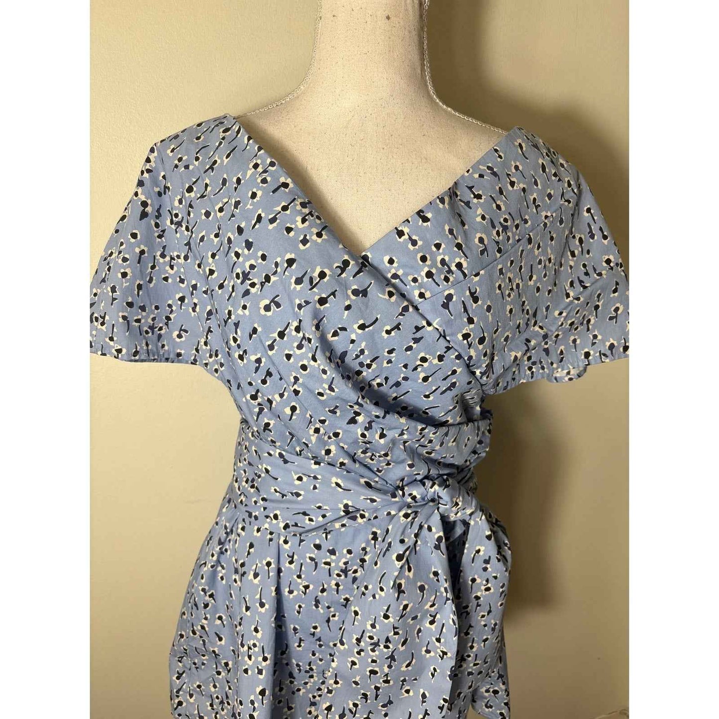 Lela Rose Blue Poppy Floral Off The Shoulder Top Sz 14
