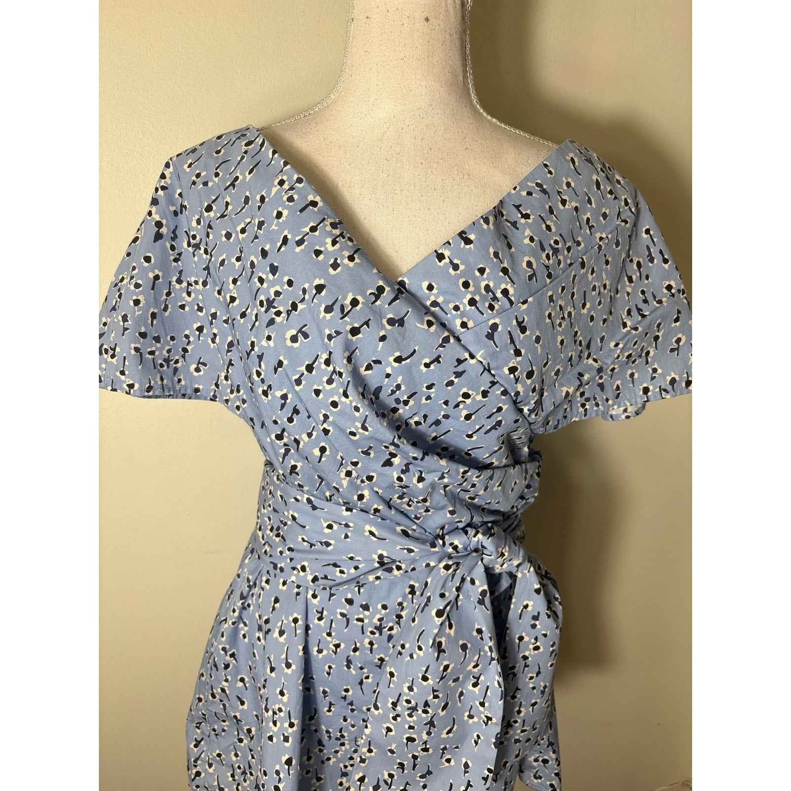 Lela Rose Blue Poppy Floral Off The Shoulder Top Sz 14