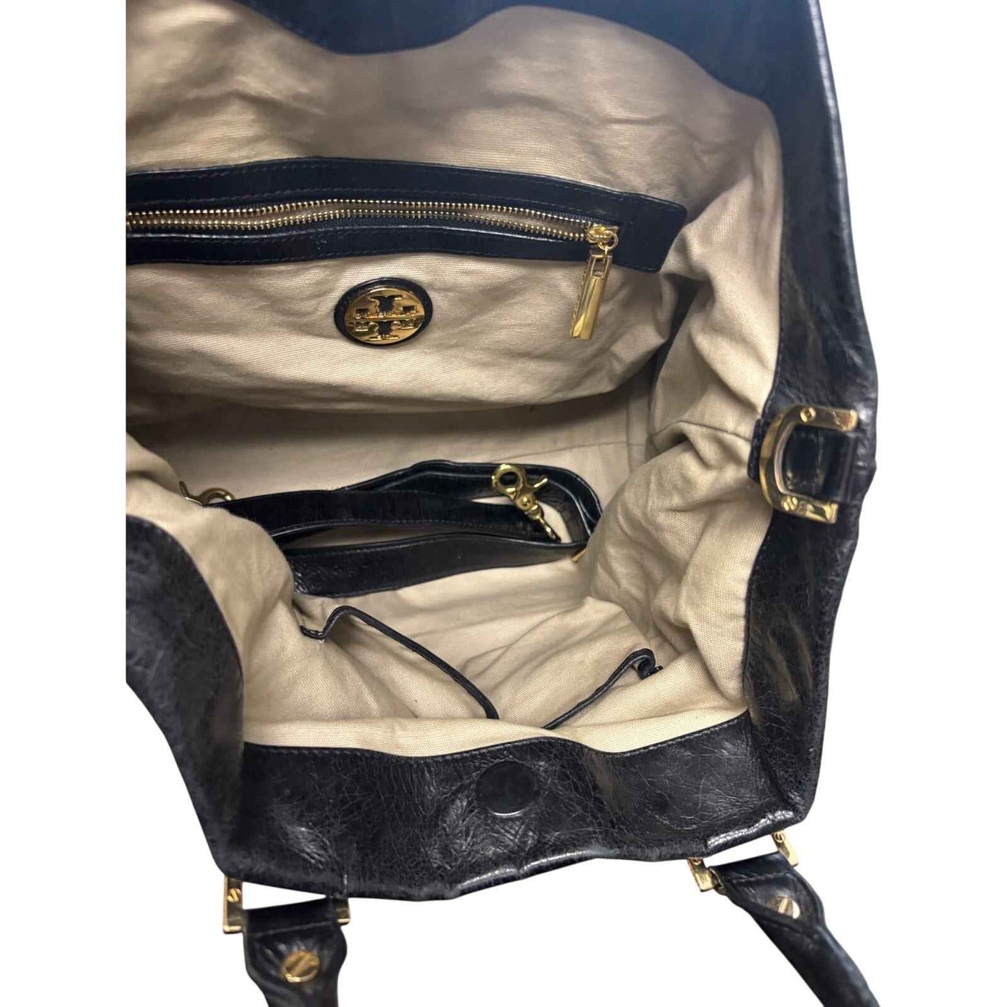 Tory Burch Large Black Soft Leather Tote 11"x 15" Great Condition