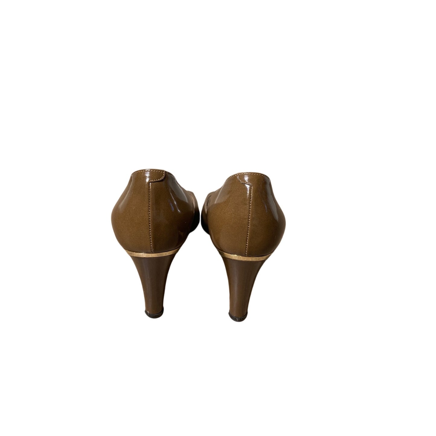 Jimmy Choo Brown Leather peep Toe High Heel Sz 38