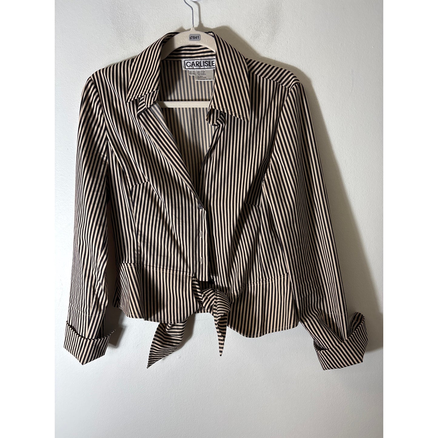 Carlisle Brown and Cream Striped Shirt Sz 8
