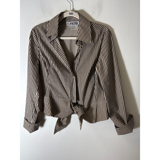 Carlisle Brown and Cream Striped Shirt Sz 8