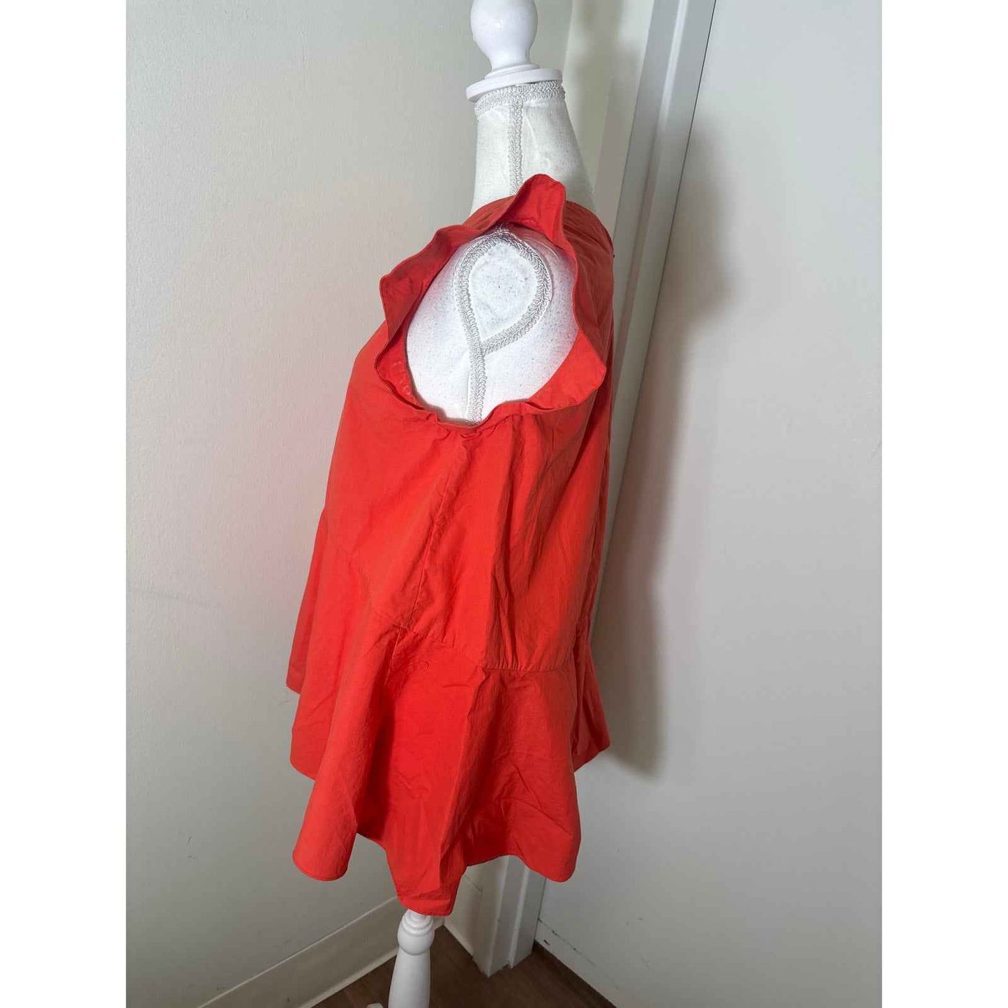 Fabiana Pigna Orange Flutter Sleeve Cotton Top with High Low Hem Sz S