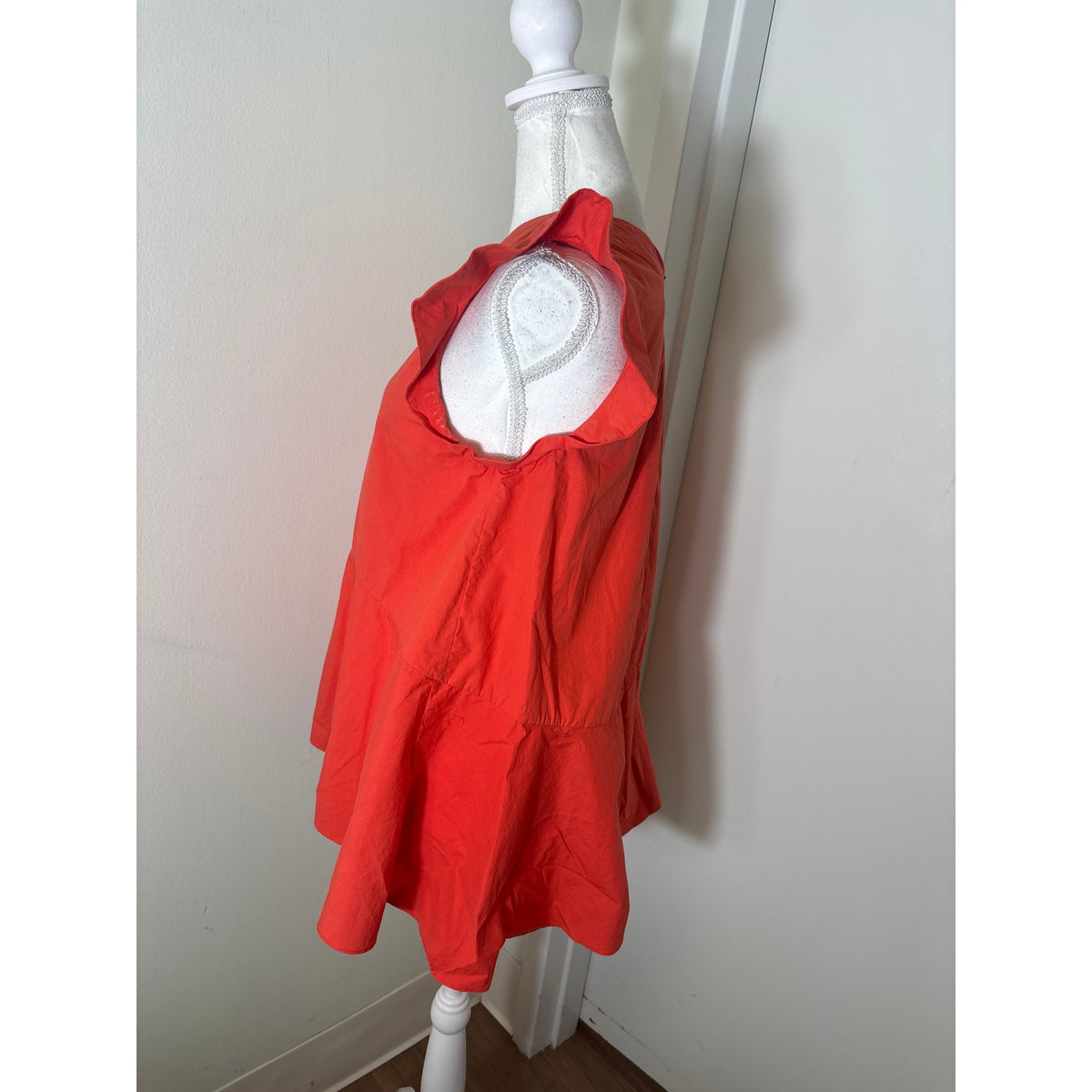 Fabiana Pigna Orange Flutter Sleeve Cotton Top with High Low Hem Sz S