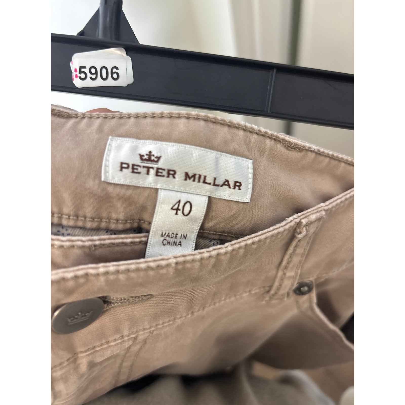 Men's Peter Millar Tan/Khaki Flat Front Cotton Chinos Sz 40x32