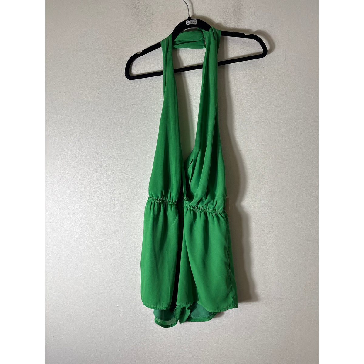 NWT Superdown Green Backless Halter Romper Sz L