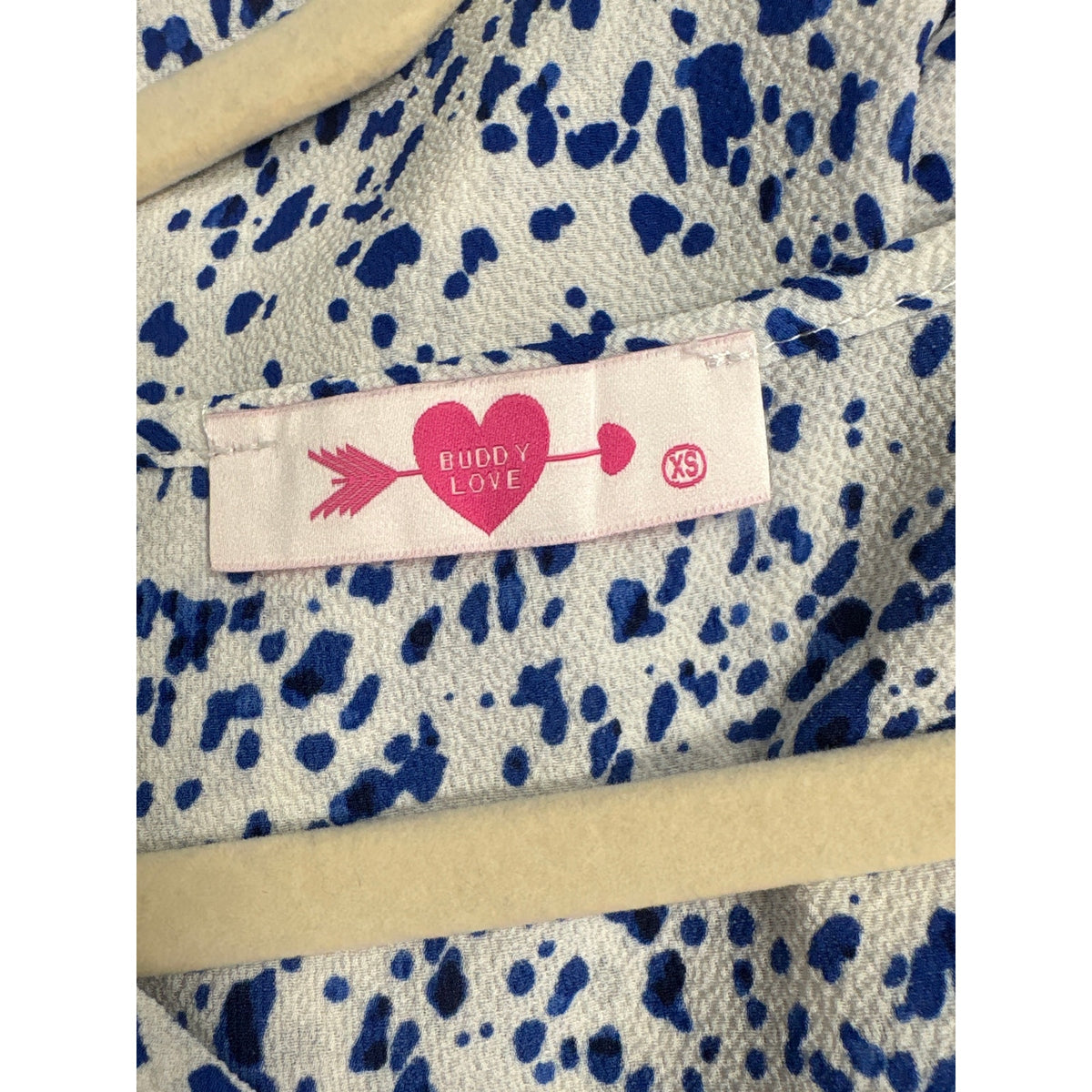 Buddy Love Blue and White Flutter Sleeve V-Neck Top Sz XS